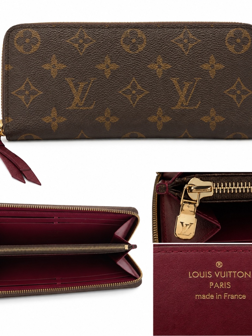 Louis Vuitton Monogram Zippy Wallet Red Interior Authentic